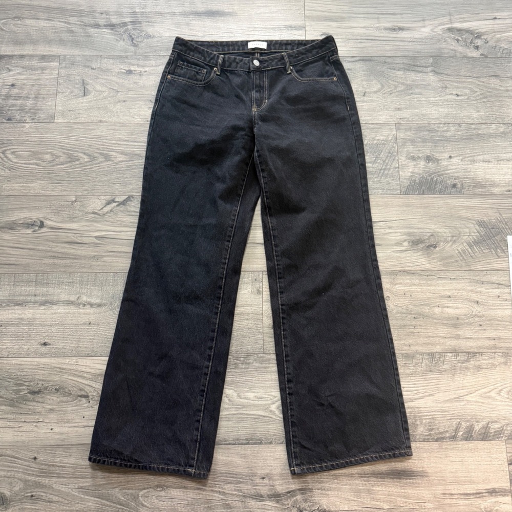PacSun Casey Low Rise Wide Leg Jeans Women's Dark Wash Black Denim Size 29 Short